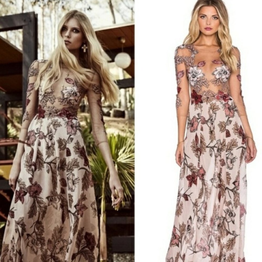 FOR LOVE AND LEMONS Sierra Silk Maxi Dress | US Small